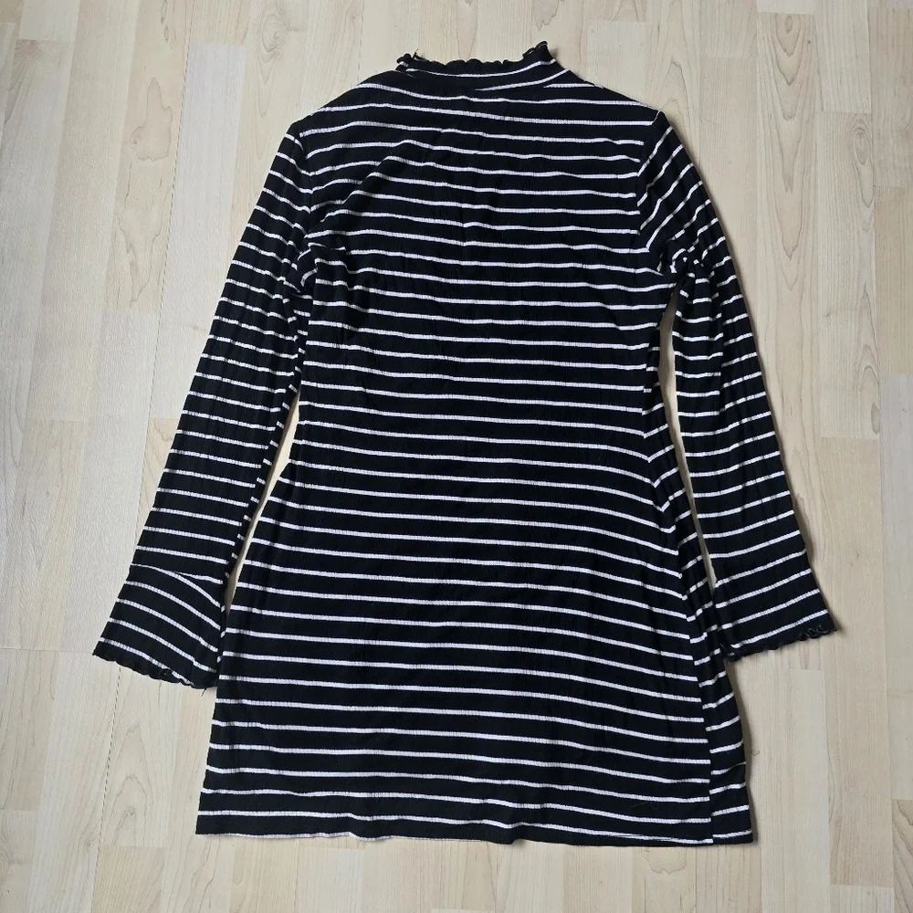 Lulus Charm Class Black and White Striped Long Sleeve Dress Size XL